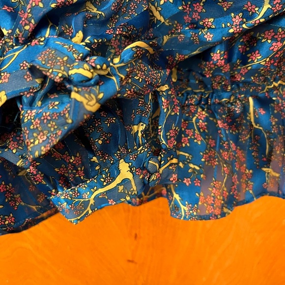 Free People floral sheer doman style blouse M - Picture 6 of 9